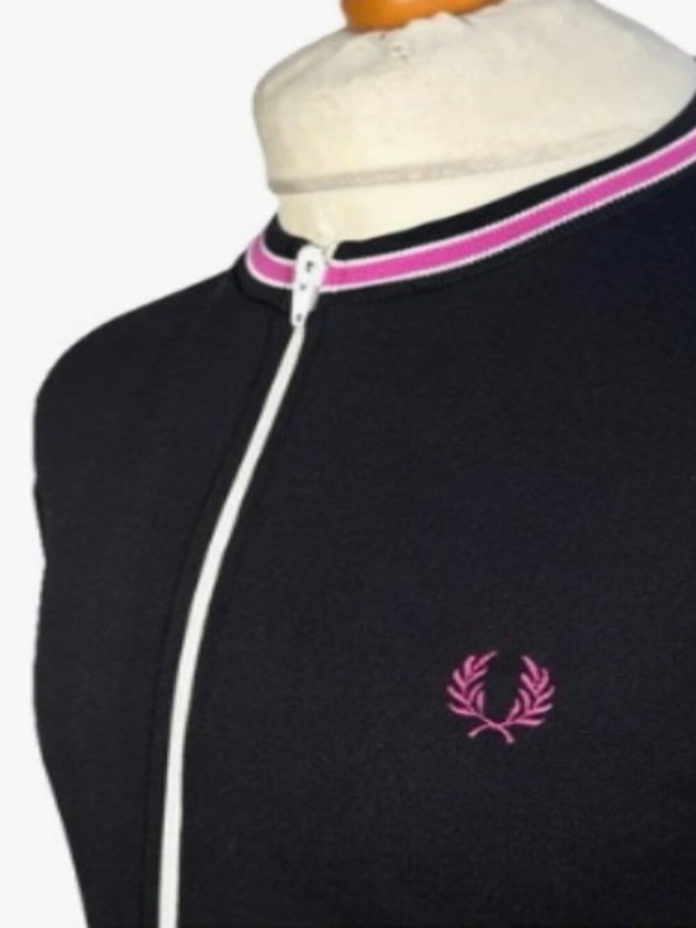 Fred Perry X Comme Des Garcons Collarless Track Jacket Mens M Black Pink